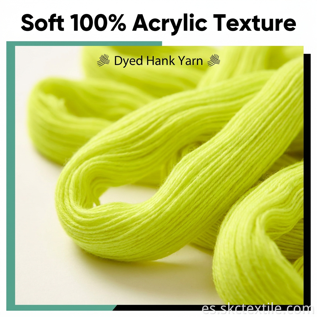 OEM/ODM Harsh 28/2 100% hilo de filamento de chenilla acrílico teñido de alta tenacidad 250 g en madeja para productos de punto